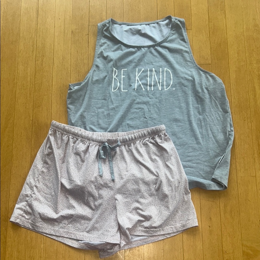 Rae Dunn 'Be Kind' Tank Top and Gray Shorts Lounge Pajama Set